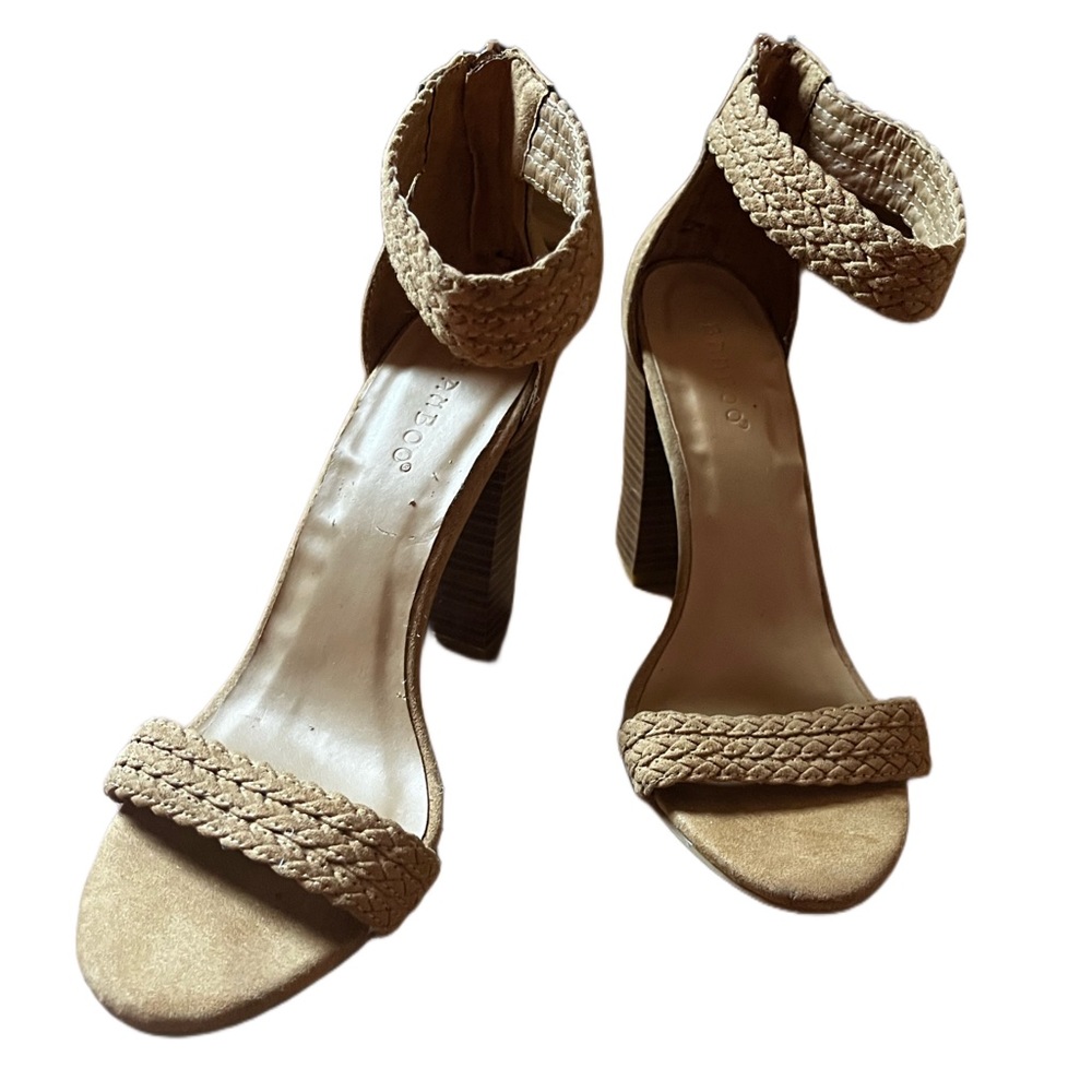 Bamboo Braided Open Toe Block Heel